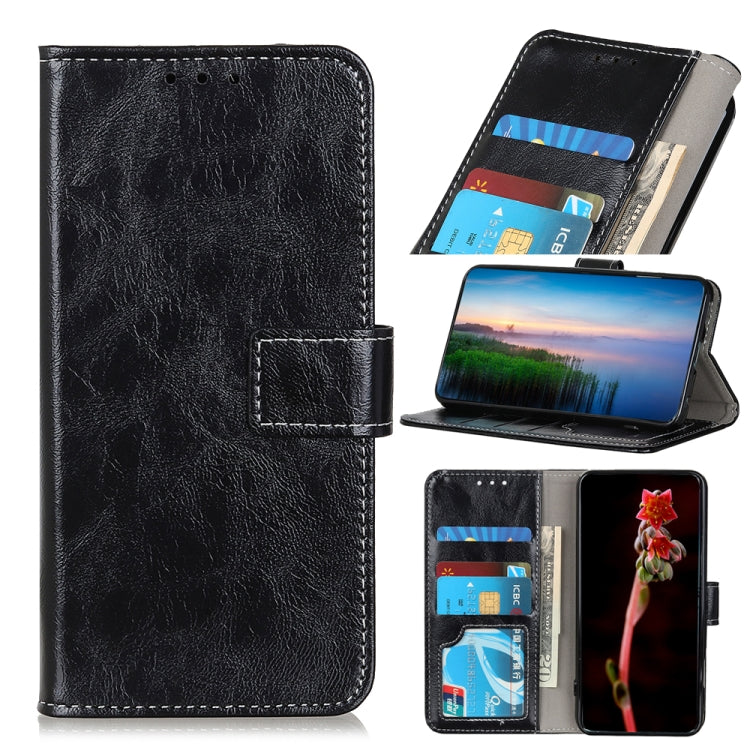 Retro Crazy Horse Texture Horizontal Flip Leather Phone Case, For iPhone 15 For iPhone 15 Black