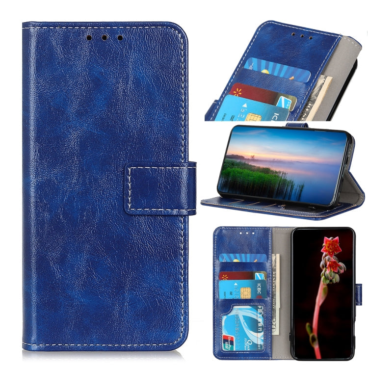 Retro Crazy Horse Texture Horizontal Flip Leather Phone Case – Card Slot, Flip, Leather, For iPhone 15 For iPhone 15 Blue