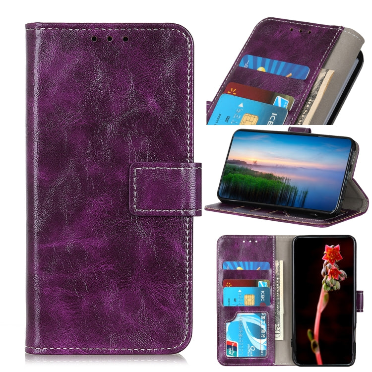 Retro Crazy Horse Texture Horizontal Flip Leather Phone Case – Card Slot, Flip, Leather, For iPhone 15 For iPhone 15 Purple
