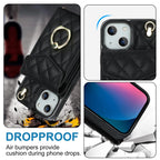 Rhombic Texture Card Bag Phone Case with Long Lanyard, For iPhone 13, For iPhone 12 / 12 Pro, For iPhone 12 Pro Max