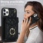 Rhombic Texture Card Bag Phone Case with Long Lanyard, For iPhone 11 Pro Max, For iPhone 11, For iPhone 11 Pro