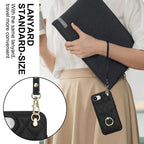 Rhombic Texture Card Bag Phone Case with Long Lanyard – Lanyard, Leather, TPU, For iPhone 17e / 16e, For iPhone 17 Pro Max, For iPhone 17 Pro