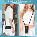 Rhombic Texture Card Bag Phone Case with Long Lanyard – Lanyard, Leather, TPU, For iPhone 17e / 16e, For iPhone 17 Pro Max, For iPhone 17 Pro