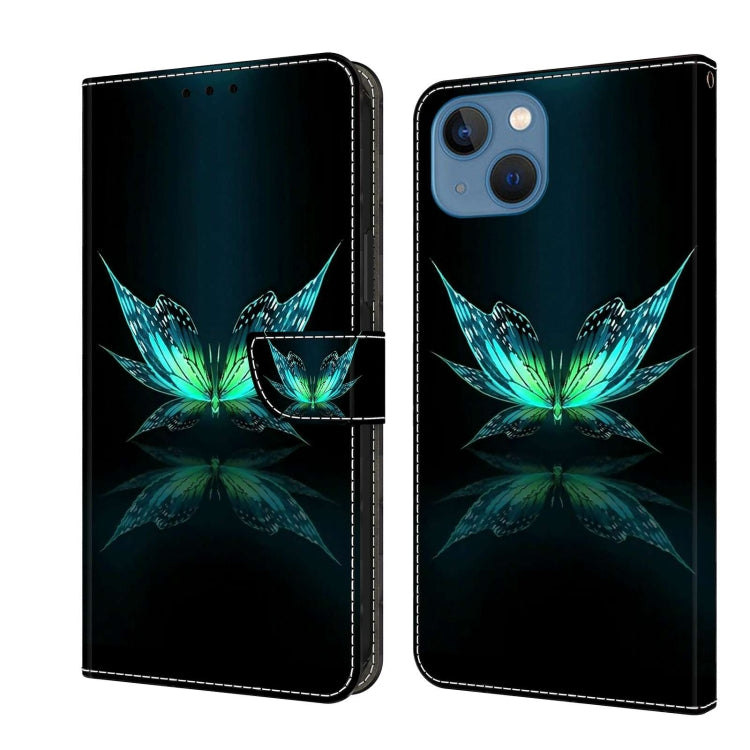 Crystal 3D Shockproof Protective Leather Phone Case, For iPhone 13 / 14 For iPhone 13 14 Reflection Dutterfly