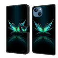 Crystal 3D Shockproof Protective Leather Phone Case, For iPhone 13 / 14 For iPhone 13 14 Reflection Dutterfly
