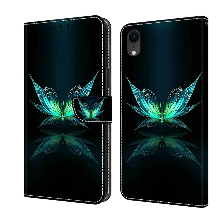 Crystal 3D Shockproof Protective Leather Phone Case, For iPhone XR For iPhone XR Reflection Dutterfly