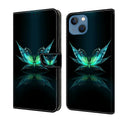 Crystal 3D Shockproof Protective Leather Phone Case, For iPhone 15 For iPhone 15 Reflection Dutterfly