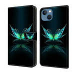Crystal 3D Shockproof Protective Leather Phone Case, For iPhone 15 For iPhone 15 Reflection Dutterfly