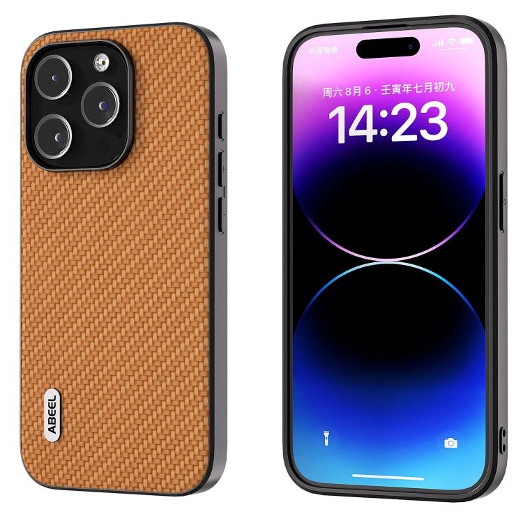 ABEEL Phone Case – Carbon Fiber Texture Protective Phone Case, For iPhone 15 Pro Max, For... For iPhone 15 Light Brown