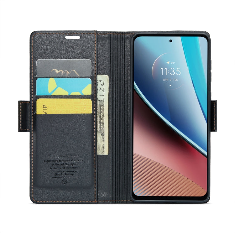 CaseMe 023 Butterfly Buckle Litchi Texture RFID Anti-theft Leather Phone Case – Card Slot, Leather, TPU, For Motorola Moto G Stylus 5G 2023