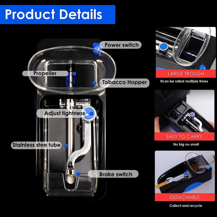 Automatic Electric Cigarette Rolling Machine Cigarette Injector Maker, Diameter: 6.5mm, EU Plug, US Plug – Durable Build, Easy to Use