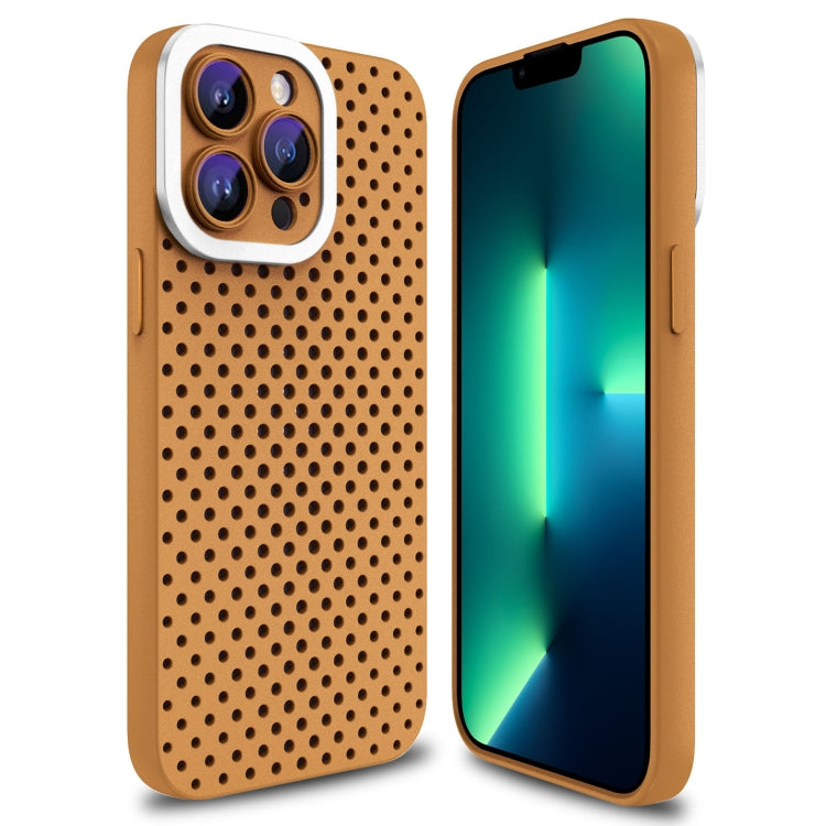 Hollow Heat Dissipation TPU Phone Case, For iPhone SE 2022 / 2020 / 8 /... For iPhone 13 Pro Max Brown