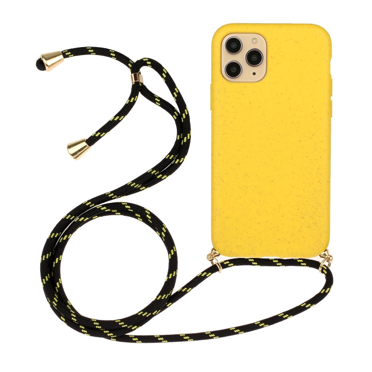 Wheat Straw Material + TPU Phone Case with Lanyard, For iPhone 15 Pro... For iPhone 15 Pro Max Yellow