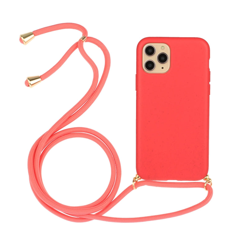 Wheat Straw Material + TPU Phone Case with Lanyard, For iPhone 15 Pro... For iPhone 15 Pro Max Red