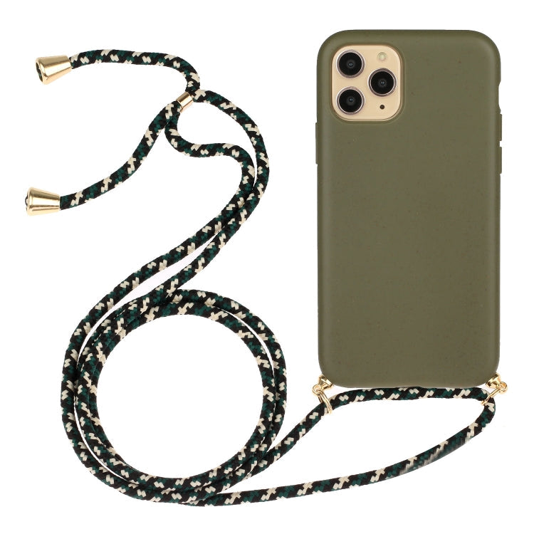 Wheat Straw Material + TPU Phone Case with Lanyard, For iPhone 15 Pro... For iPhone 15 Pro Army Green