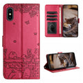 Cat Embossing Pattern Leather Phone Case with Lanyard, For iPhone XS Max, For iPhone X, For iPhone 7 Plus / 8 Plus For iPhone XS Max Red