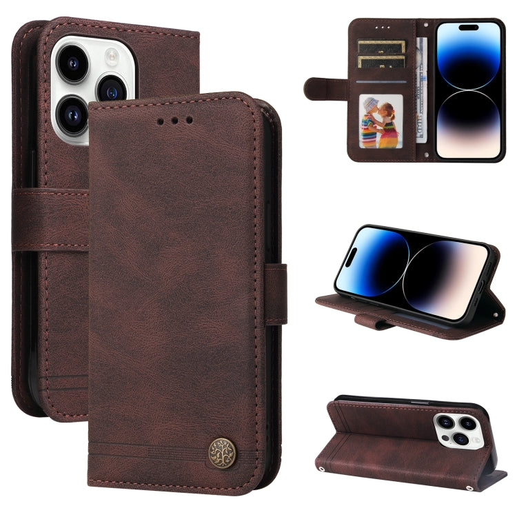 Skin Feel Life Tree Leather Phone Case – Card Slot, Leather, TPU, For iPhone 16, For iPhone 15 Pro Max, For iPhone 15 Pro, For iPhone 15 Plus For iPhone 15 Pro Brown
