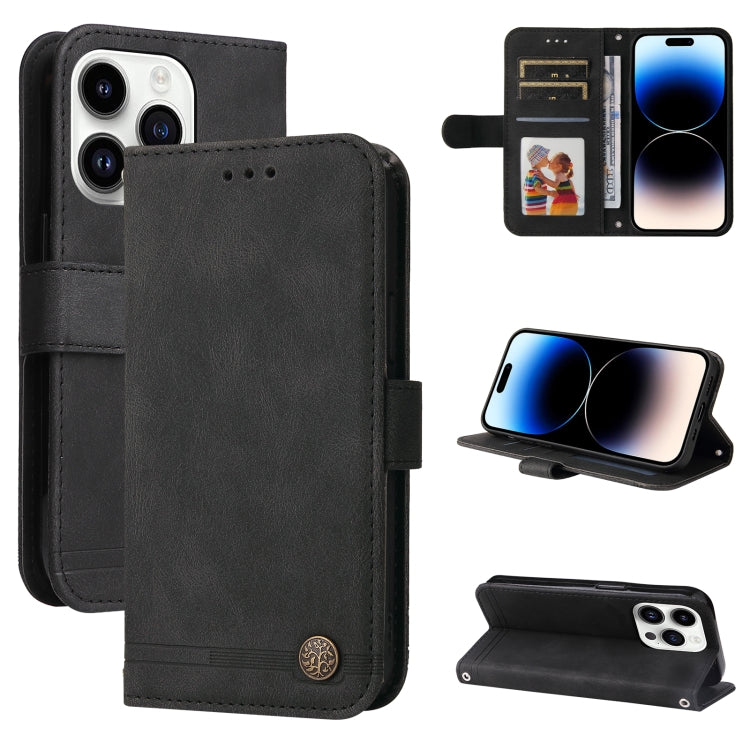 Skin Feel Life Tree Leather Phone Case – Card Slot, Leather, TPU, For iPhone 16, For iPhone 15 Pro Max, For iPhone 15 Pro, For iPhone 15 Plus For iPhone 15 Pro Black