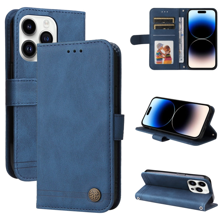 Skin Feel Life Tree Leather Phone Case – Card Slot, Leather, TPU, For iPhone 16, For iPhone 15 Pro Max, For iPhone 15 Pro, For iPhone 15 Plus For iPhone 15 Pro Blue