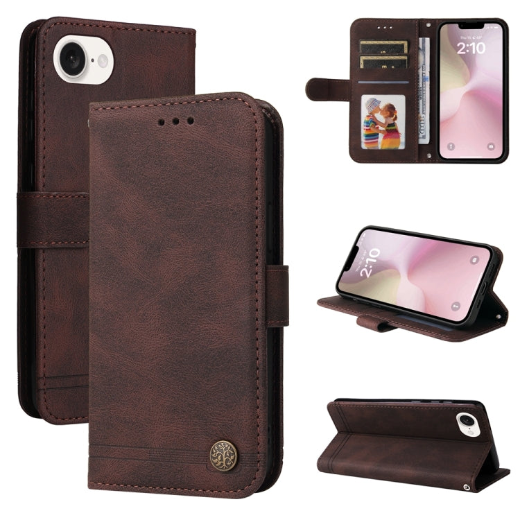 Skin Feel Life Tree Leather Phone Case – Card Slot, Leather, TPU, For iPhone 17e / 16e, For iPhone 17 Pro Max, For iPhone 17 Pro, For iPhone 17 For iPhone 17e 16e Brown
