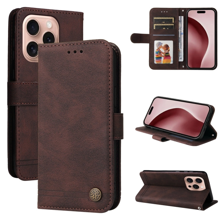 Skin Feel Life Tree Leather Phone Case – Card Slot, Leather, TPU, For iPhone Air, For iPhone 16 Pro Max, For iPhone 16 Pro, For iPhone 16 Plus For iPhone 16 Pro Brown