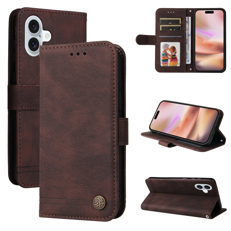 Skin Feel Life Tree Leather Phone Case – Card Slot, Leather, TPU, For iPhone Air, For iPhone 16 Pro Max, For iPhone 16 Pro, For iPhone 16 Plus For iPhone 16 Plus Brown