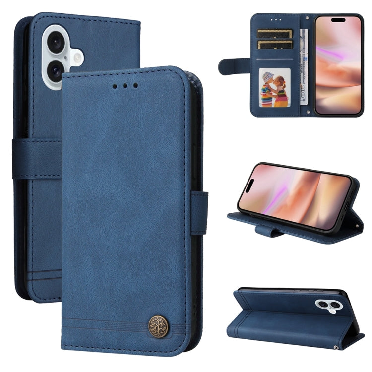 Skin Feel Life Tree Leather Phone Case – Card Slot, Leather, TPU, For iPhone Air, For iPhone 16 Pro Max, For iPhone 16 Pro, For iPhone 16 Plus For iPhone 16 Plus Blue