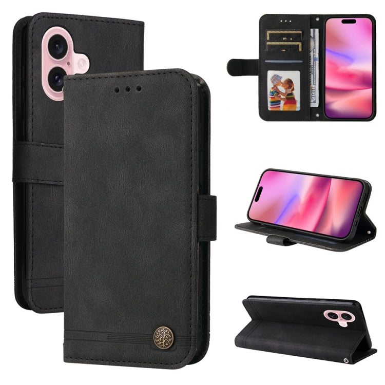 Skin Feel Life Tree Leather Phone Case – Card Slot, Leather, TPU, For iPhone 16, For iPhone 15 Pro Max, For iPhone 15 Pro, For iPhone 15 Plus For iPhone 16 Black