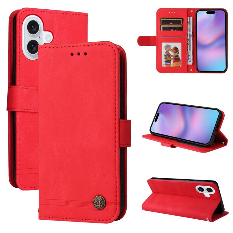 Skin Feel Life Tree Leather Phone Case – Card Slot, Leather, TPU, For iPhone 17e / 16e, For iPhone 17 Pro Max, For iPhone 17 Pro, For iPhone 17 For iPhone 17 Red