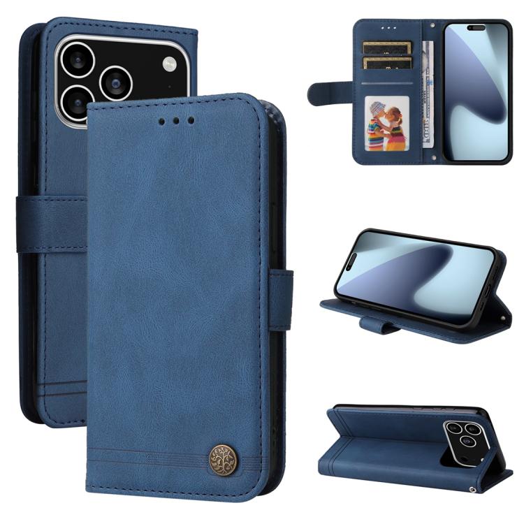 Skin Feel Life Tree Leather Phone Case – Card Slot, Leather, TPU, For iPhone 17e / 16e, For iPhone 17 Pro Max, For iPhone 17 Pro, For iPhone 17 For iPhone 17 Pro Blue