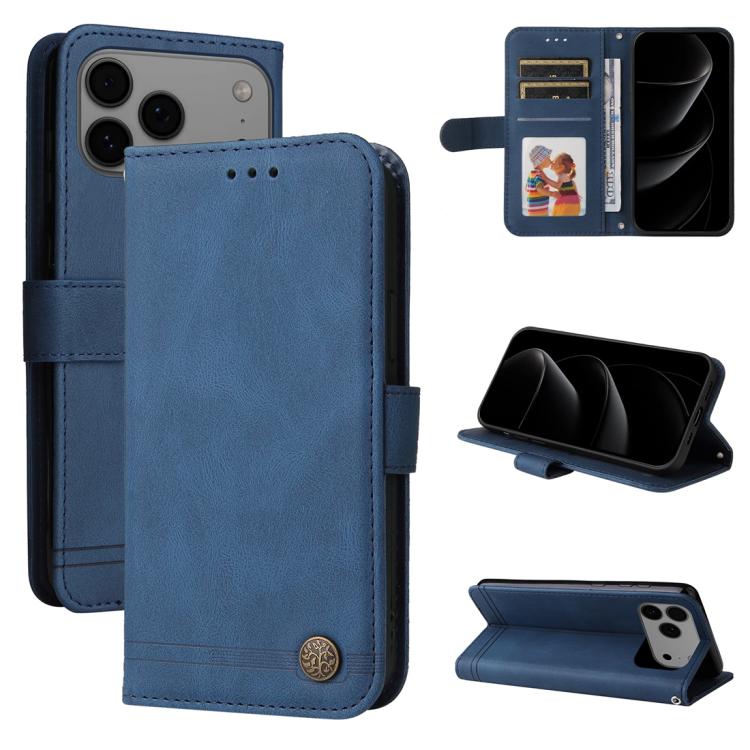 Skin Feel Life Tree Leather Phone Case – Card Slot, Leather, TPU, For iPhone 17e / 16e, For iPhone 17 Pro Max, For iPhone 17 Pro, For iPhone 17 For iPhone 17 Pro Max Blue