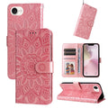 Embossed Sunflower Leather Phone Case, For iPhone 17e / 16e, For iPhone 17 Pro Max, For iPhone 17 Pro, For iPhone 17 For iPhone 17e 16e Pink