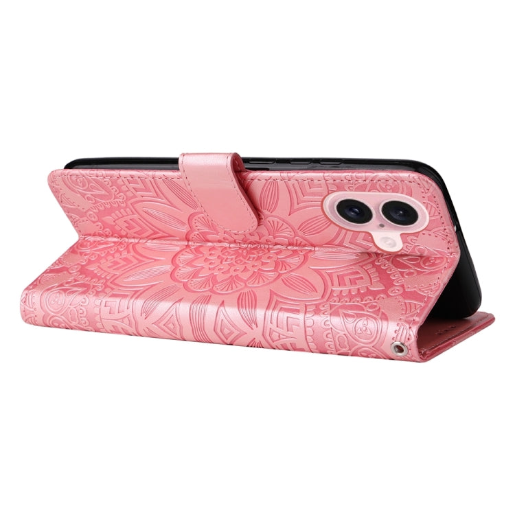 Embossed Sunflower Leather Phone Case – Wear-resistant, Card Slot, Kickstand, For iPhone 16, For iPhone 15 Pro Max, For iPhone 15 Pro, For iPhone 15 Plus