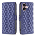 Diamond Lattice Wallet Flip Leather Phone Case, For iPhone 16, For iPhone 15 Pro Max, For iPhone 15 Pro, For iPhone 15 Plus For iPhone 16 Blue