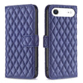 Diamond Lattice Wallet Flip Leather Phone Case, For iPhone Air, For iPhone 16 Pro Max, For iPhone 16 Pro, For iPhone 16 Plus For iPhone Air Blue