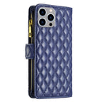Diamond Lattice Zipper Wallet Leather Flip Phone Case, For iPhone 15 Pro Max, For iPhone 15 Pro, For iPhone 15 Plus, For iPhone 15