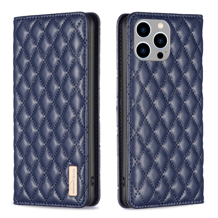 Diamond Lattice Magnetic Leather Flip Phone Case, For iPhone 15 Pro Max, For iPhone 15 Pro, For iPhone 15 Plus, For iPhone 15 For iPhone 15 Pro Max Blue