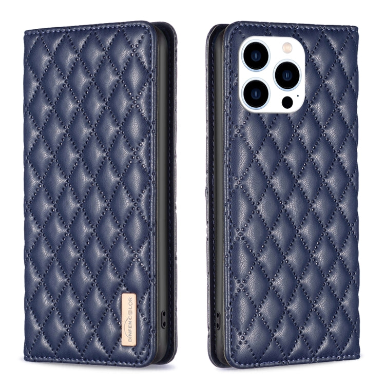 Diamond Lattice Magnetic Leather Flip Phone Case, For iPhone 16 Pro Max, For iPhone 16 Pro, For iPhone 16 Plus, For iPhone 16 For iPhone 16 Pro Max Blue