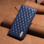 Diamond Lattice Magnetic Leather Flip Phone Case, For iPhone 16 Pro Max, For iPhone 16 Pro, For iPhone 16 Plus, For iPhone 16