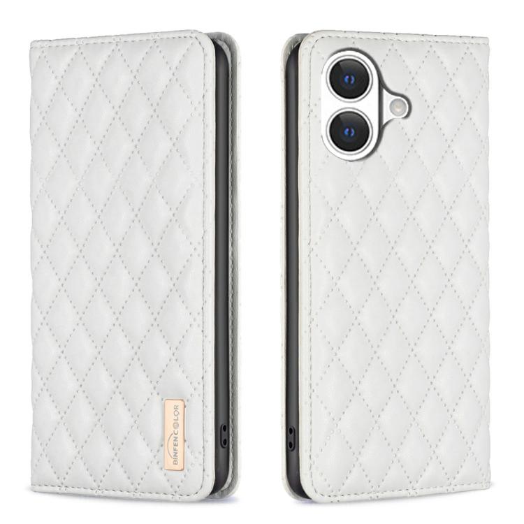 Diamond Lattice Magnetic Leather Flip Phone Case – Wear-resistant, Magnetic, Flip, For iPhone 18 Pro/17 Pro, For iPhone 18 Pro Max/17 Pro Max, For iPhone 17, For iPhone 17 Air For iPhone 17 White