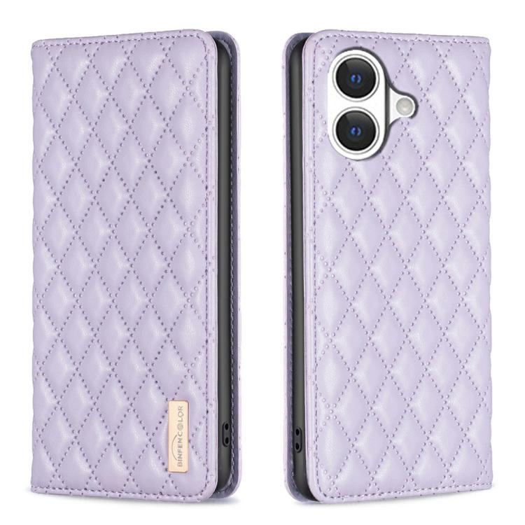 Diamond Lattice Magnetic Leather Flip Phone Case – Wear-resistant, Magnetic, Flip, For iPhone 18 Pro/17 Pro, For iPhone 18 Pro Max/17 Pro Max, For iPhone 17, For iPhone 17 Air For iPhone 17 Purple