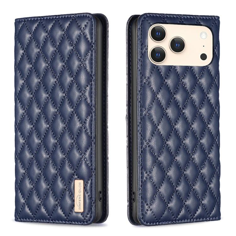 Diamond Lattice Magnetic Leather Flip Phone Case, For iPhone 18 Pro/17 Pro, For iPhone 18 Pro Max/17 Pro Max, For iPhone 17, For iPhone 17 Air For iPhone 18 Pro 17 Pro Blue
