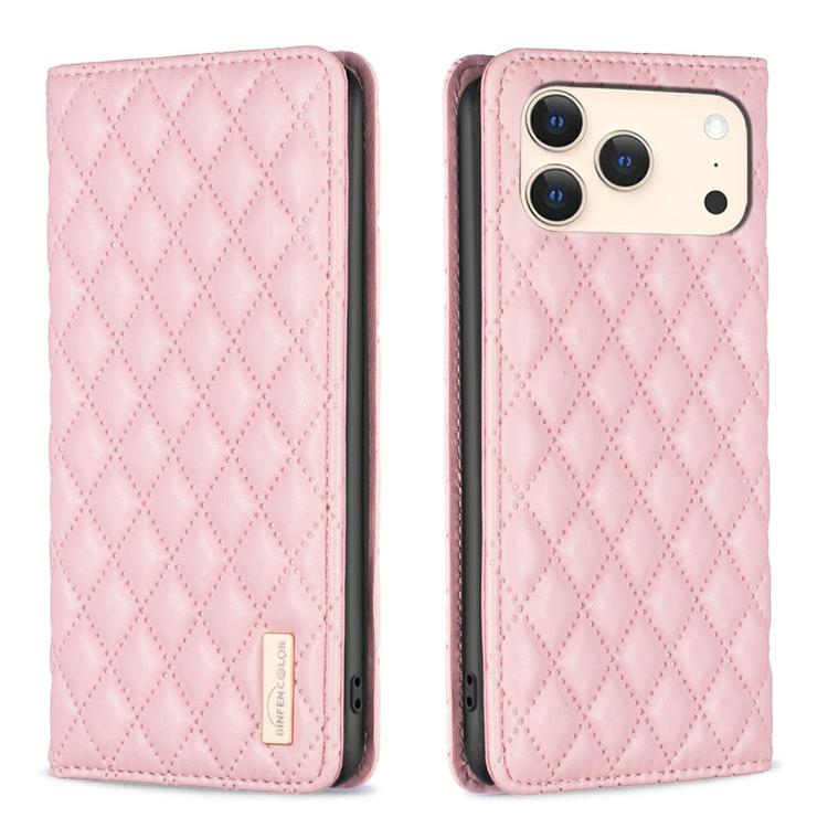 Diamond Lattice Magnetic Leather Flip Phone Case – Wear-resistant, Magnetic, Flip, For iPhone 18 Pro/17 Pro, For iPhone 18 Pro Max/17 Pro Max, For iPhone 17, For iPhone 17 Air For iPhone 18 Pro Max 17 Pro Max Pink
