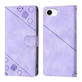 Skin-feel Embossed Leather Phone Case, For iPhone SE 2024, For iPhone 16 Pro Max, For iPhone 16 Pro, For iPhone 16 Plus For iPhone SE 2024 Light Purple