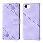 Skin-feel Embossed Leather Phone Case, For iPhone SE 2024, For iPhone 16 Pro Max, For iPhone 16 Pro, For iPhone 16 Plus For iPhone SE 2024 Light Purple