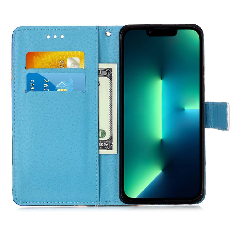 Colored Drawing Pattern Plain Weave Leather Phone Case, For iPhone 15 Pro, For iPhone 15 Plus, For iPhone 15