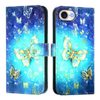 3D Painting Horizontal Flip Leather Phone Case, For iPhone 17e / 16e, For iPhone 17 Pro Max, For iPhone 17 Pro For iPhone 17e 16e Golden Butterfly