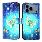 3D Painting Horizontal Flip Leather Phone Case – Card Slot, Flip, Leather, For iPhone 17e / 16e, For iPhone 17 Pro Max, For iPhone 17 Pro For iPhone 18 Pro 17 Pro Golden Butterfly