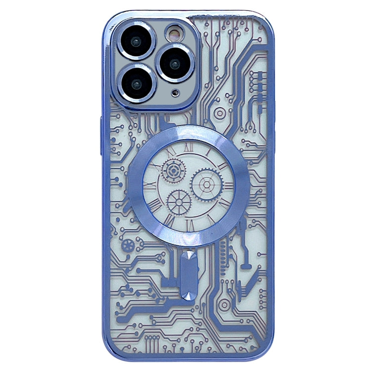 Electroplated Circuit Board Pattern MagSafe Phone Case, For iPhone 11 Pro For iPhone 11 Pro Sierra Blue