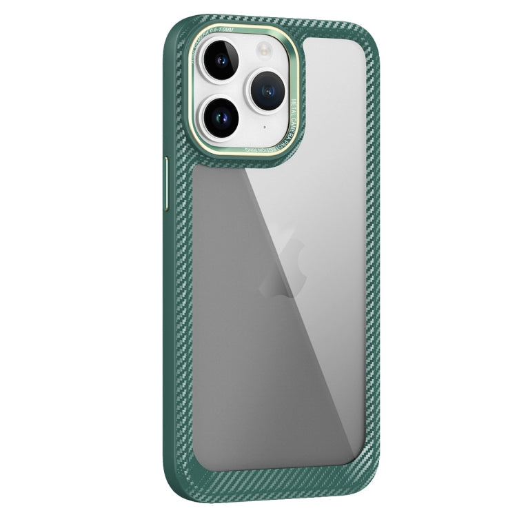 Carbon Fiber Transparent Back Panel Phone Case, For iPhone 11 Pro Max, For iPhone 11 For iPhone 11 Pro Max Green